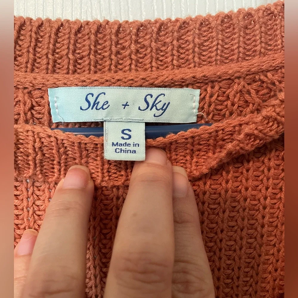 She + Sky Orange Cropped Sweater - Picture 3 of 4